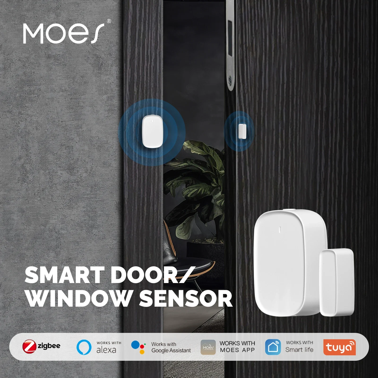 Умный дверной датчик moes zigbee/wifi