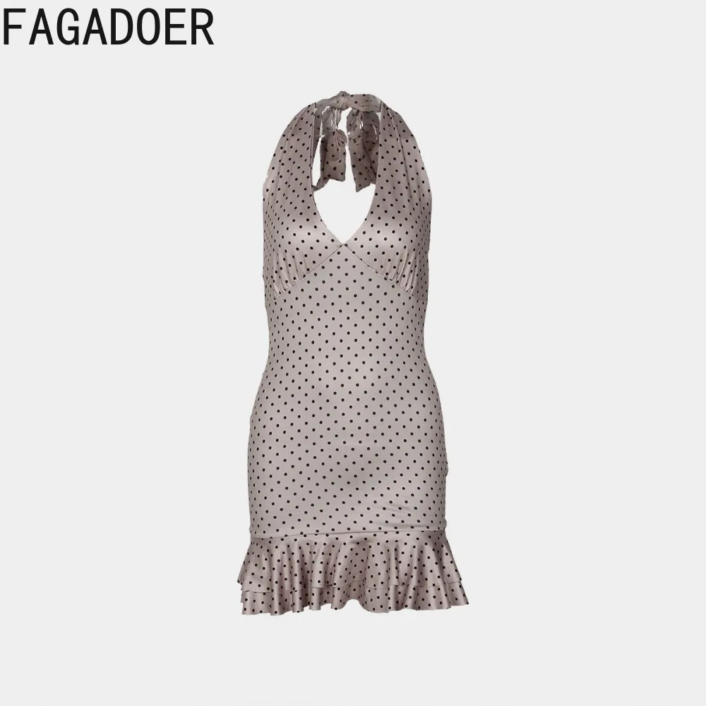 Fagadoer сексуальное облегающее мини-платье в горошек с принтом - Фотография_5