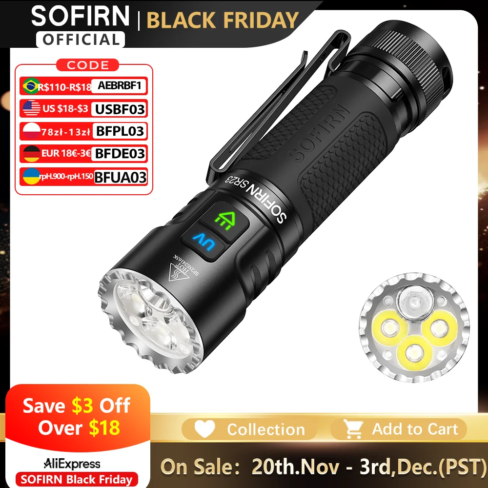 Новый фонарик sofirn sr23 3300lm