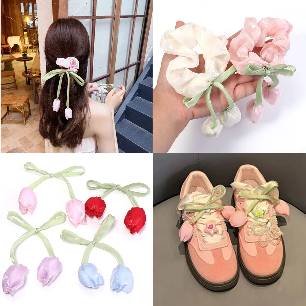 Шелковая лента с милым тюльпаном для женщин