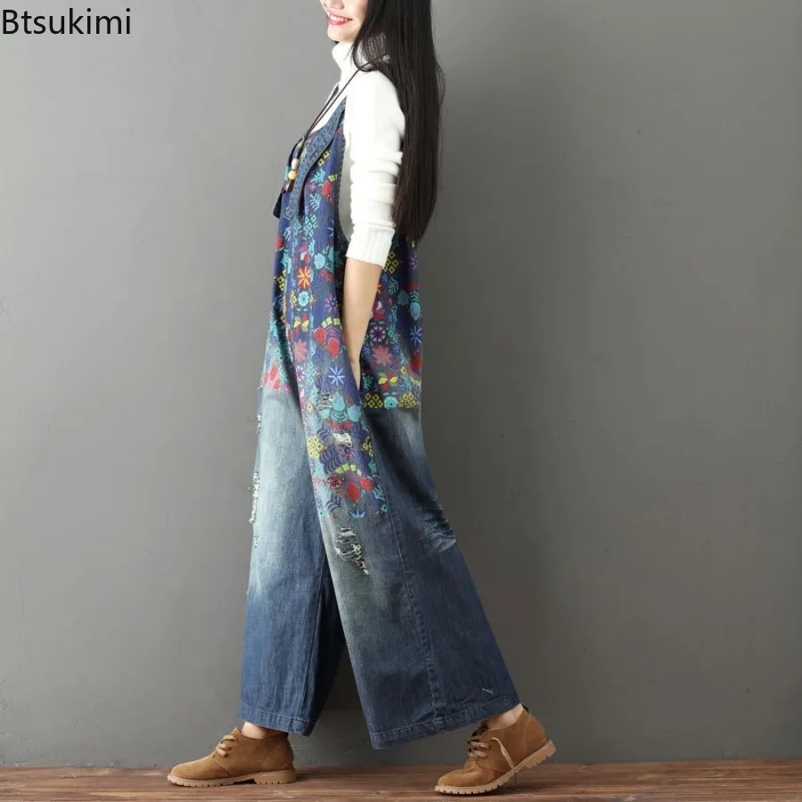 Джинсы, весенние женские винтажные комбинезоны с принтом - Фотография_3