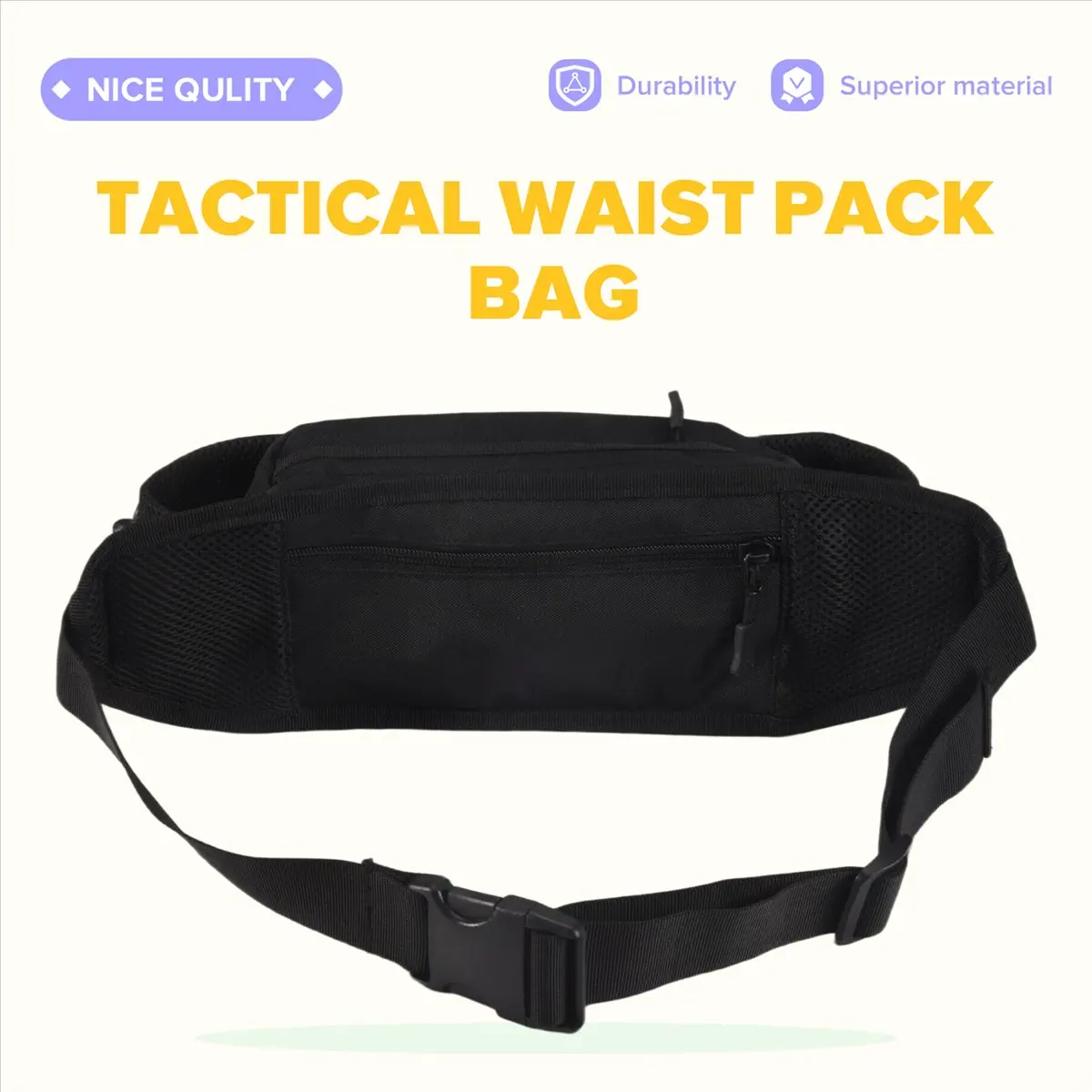 Abqr черная поясная сумка водонепроницаемая - Фотография_3