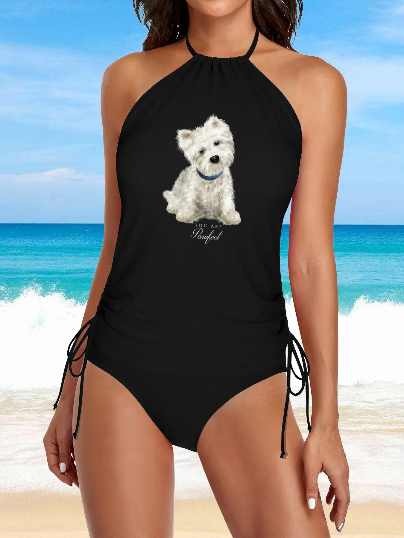 Pawfect прекрасный комплект купальника westie с разрезом - Фотография_5
