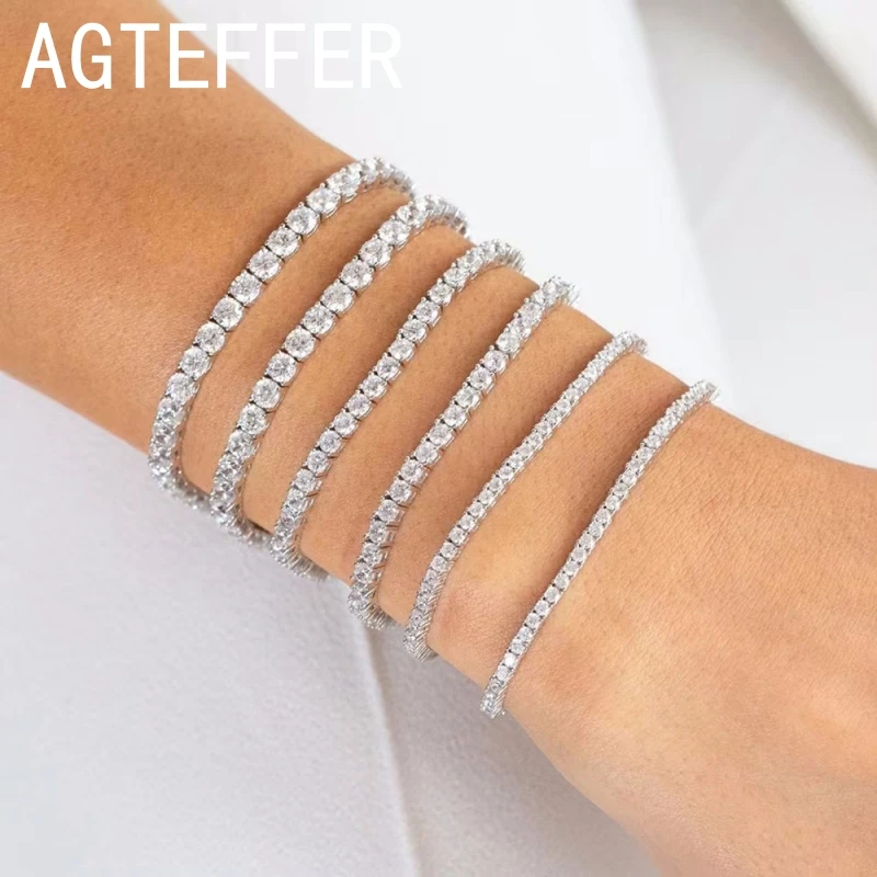 Теннисные браслеты-цепочки из стерлингового серебра 925 пробы для женщин