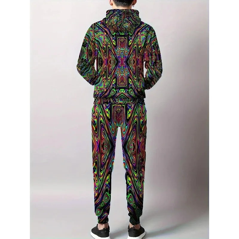 Мужская свободная толстовка с капюшоном с цифровым принтом - Фотография_5