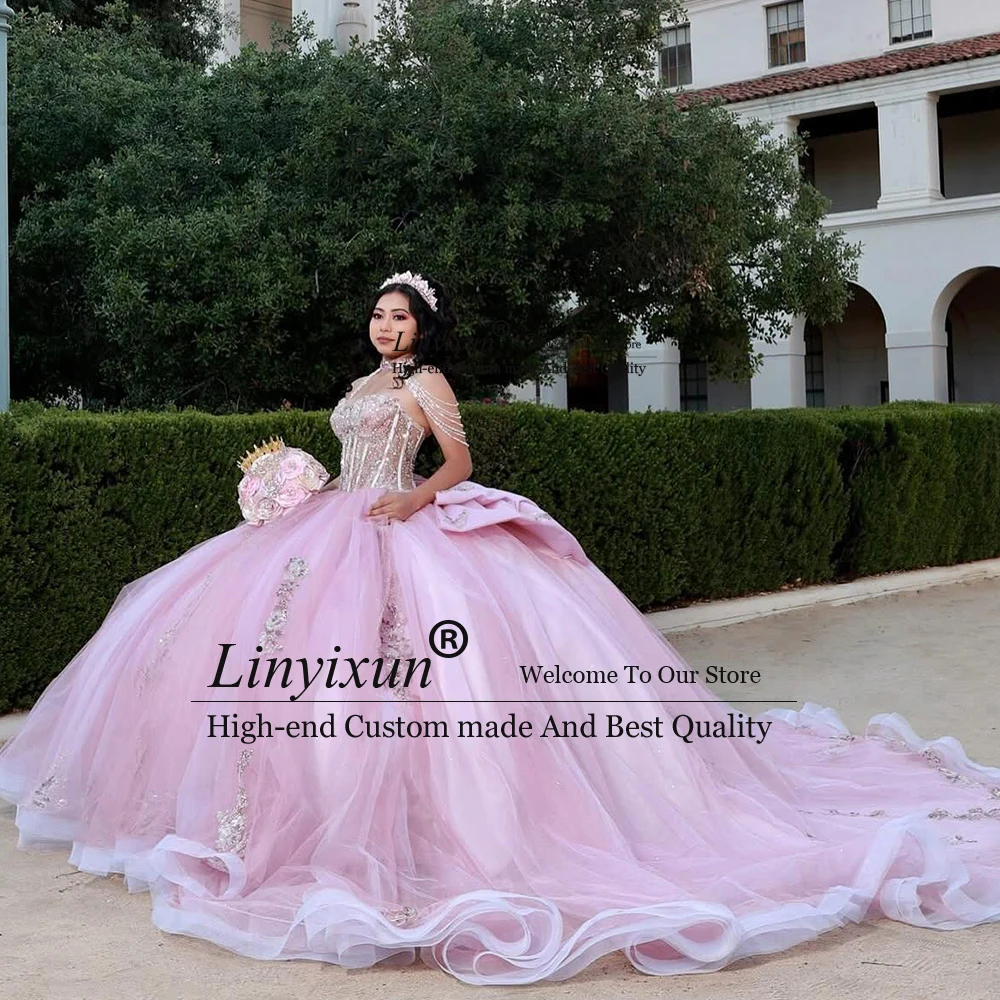 Элегантное блестящее корсетное платье quinceanera с милым бантом - Фотография_4