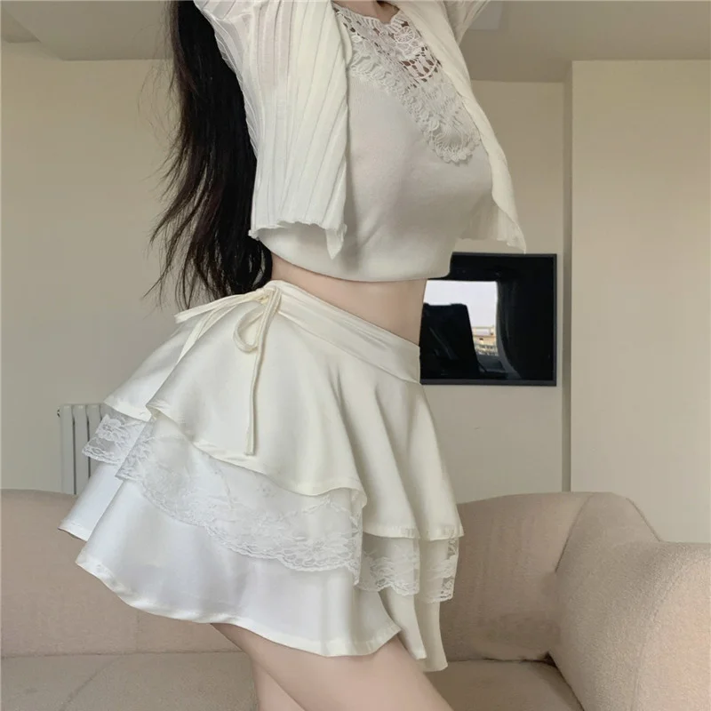 Белые мини-юбки женские кружевные - Фотография_4