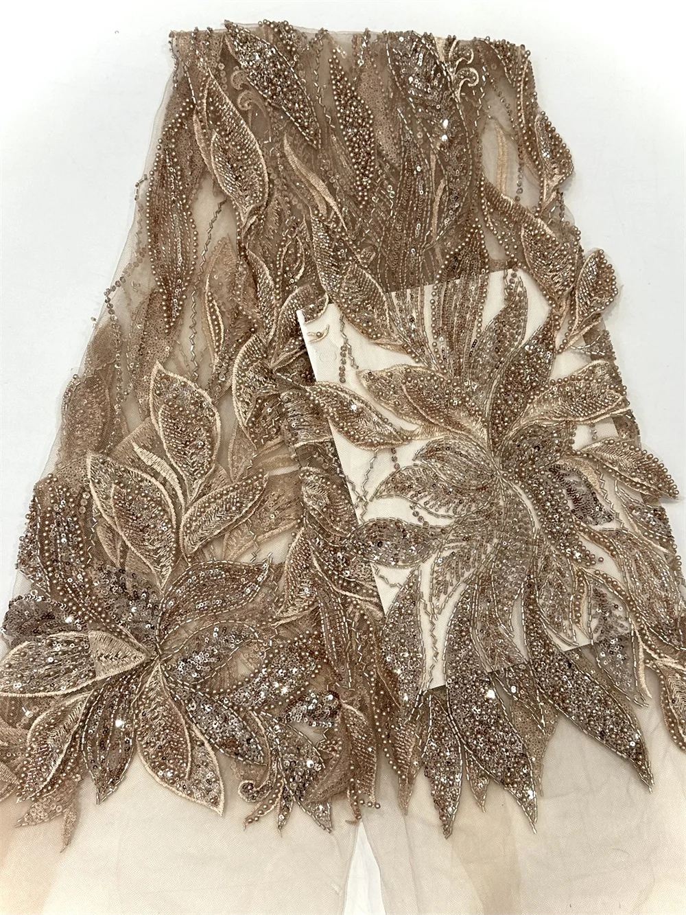 Новейшая африканская кружевная ткань с блестками - Фотография_6