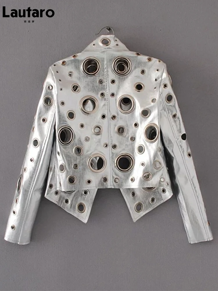 Короткая куртка из искусственной кожи с вырезами для подиума lautaro - Фотография_2