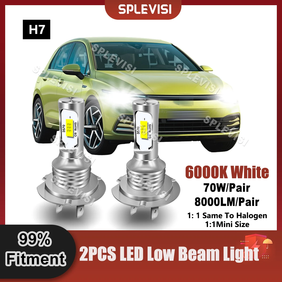 Splevisi 2x h7 светодиодный headlam