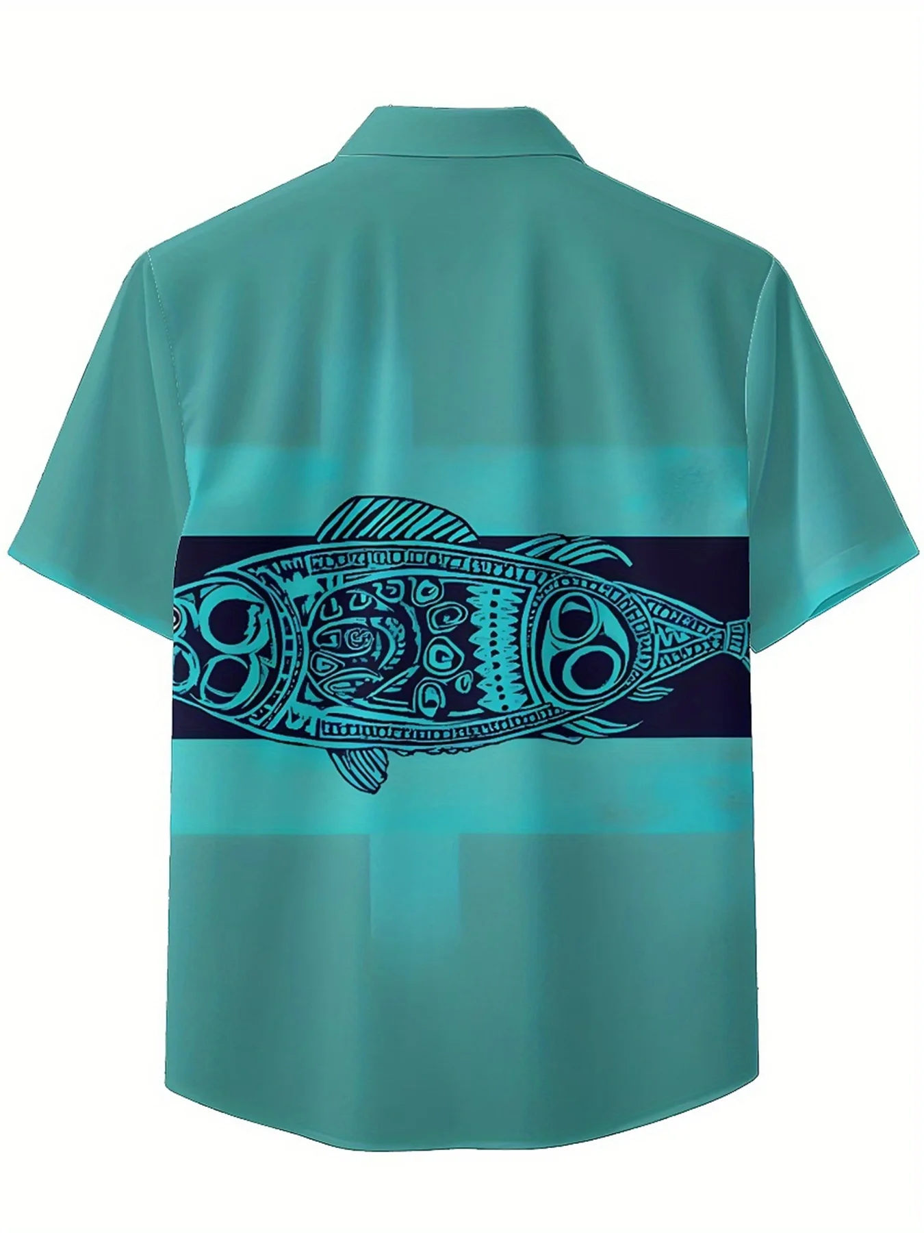 Мужские гавайские рубашки больших размеров с рисунком рыбы - Фотография_5