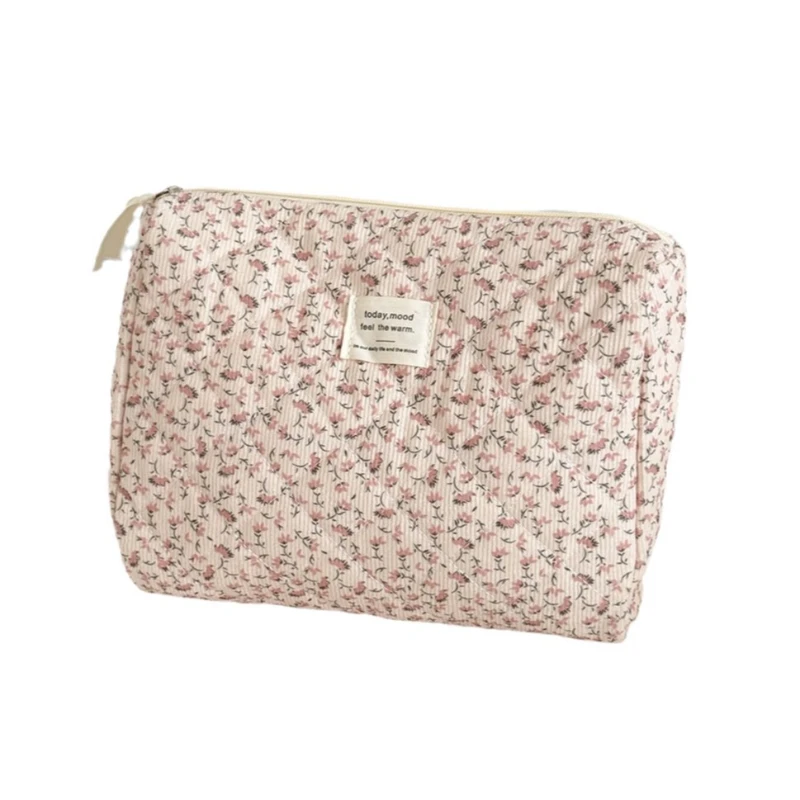 Винтажная вельветовая женская косметичка с цветочным принтом в стиле ретро - Фотография_6