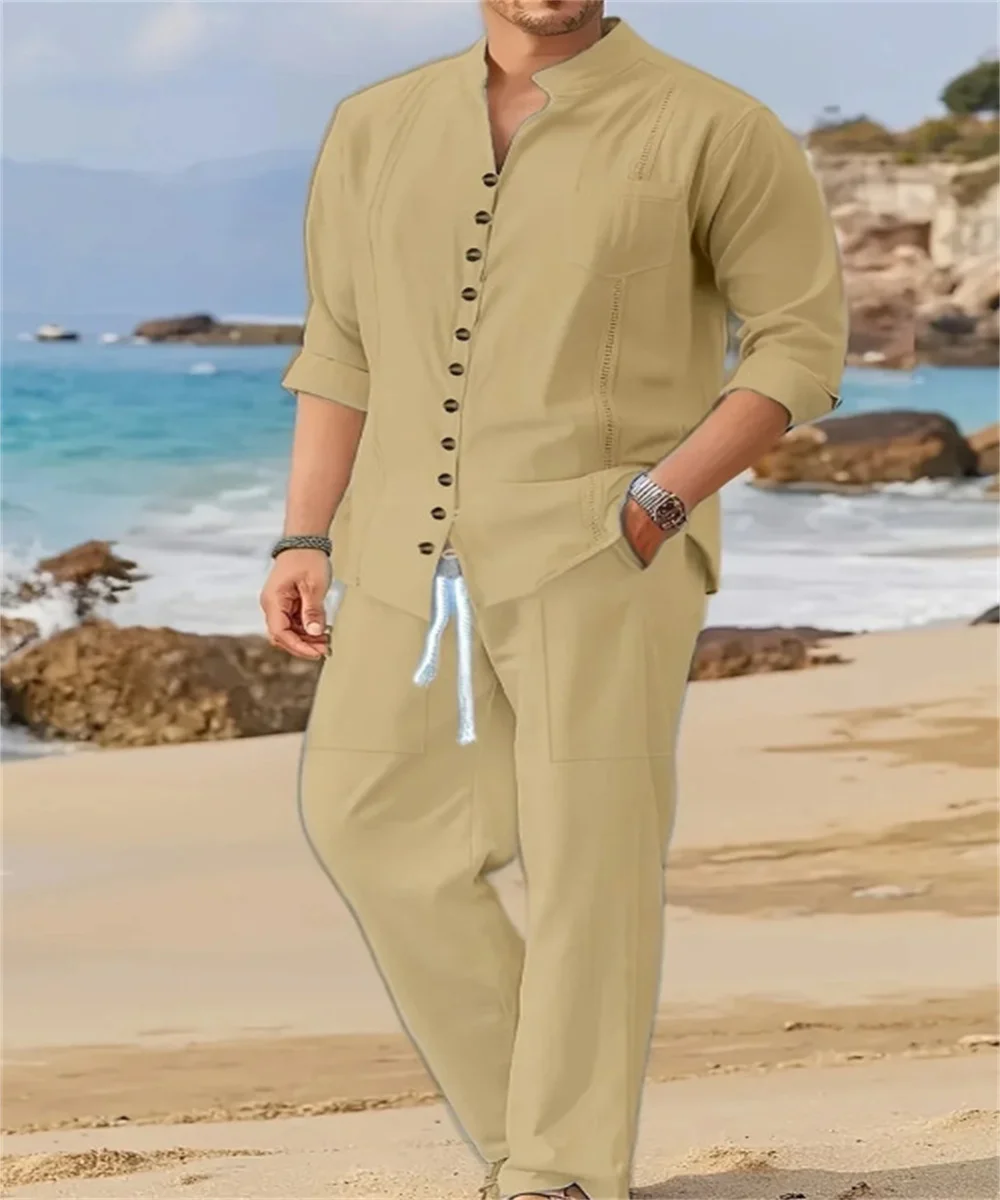 Весенне-осенняя модная мужская рубашка в кубинском стиле - Фотография_6