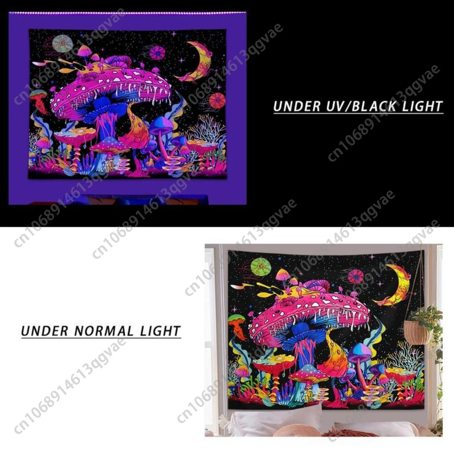 Флуоресцентный гобелен с принтом грибов - Фотография_2