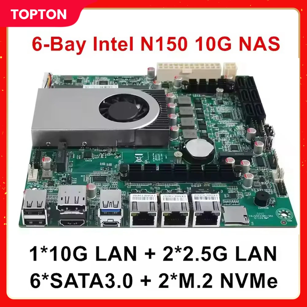 Topton intel twin lake n150 4-ядерная материнская плата itx nas 6 * sata3