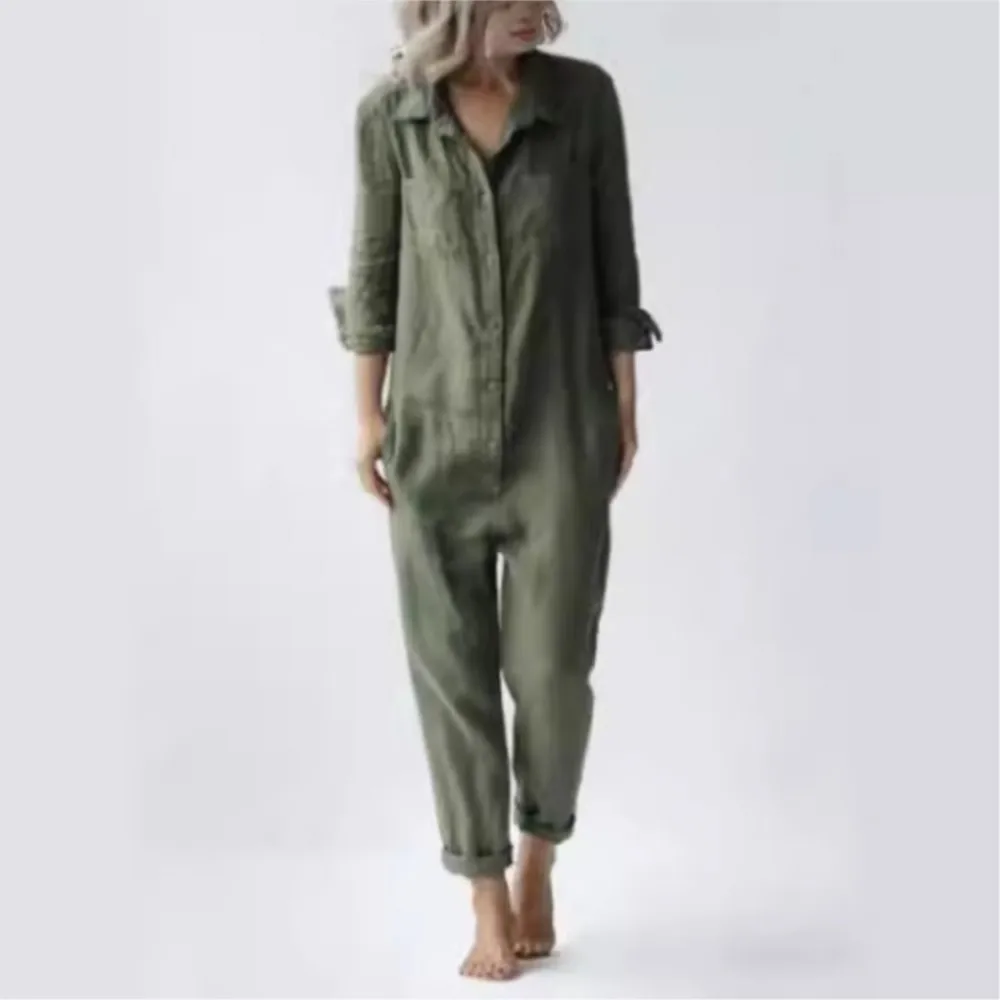 Fashion cotton linen long sleeve