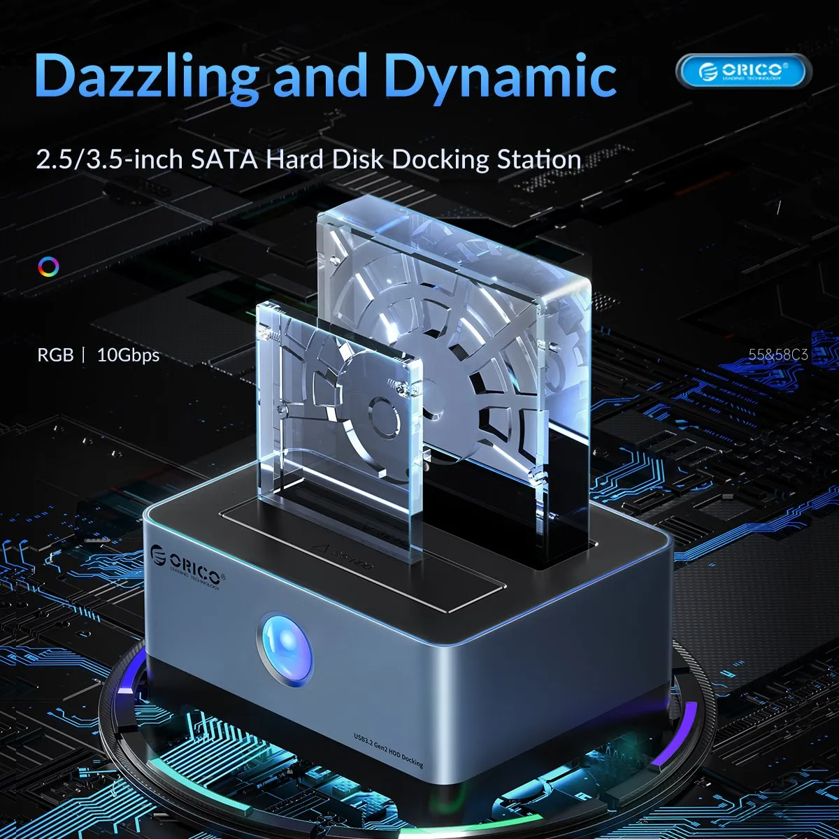 Orico rgb hdd док-станция type-c алюминиевый 2 - Фотография_2