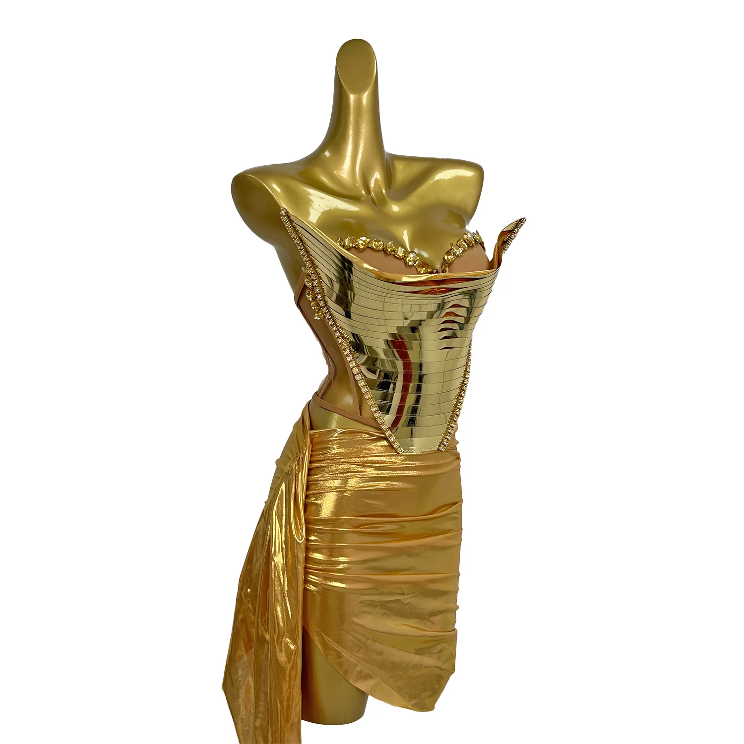 Облегающее платье для выпускного вечера с золотыми линзами - Фотография_2