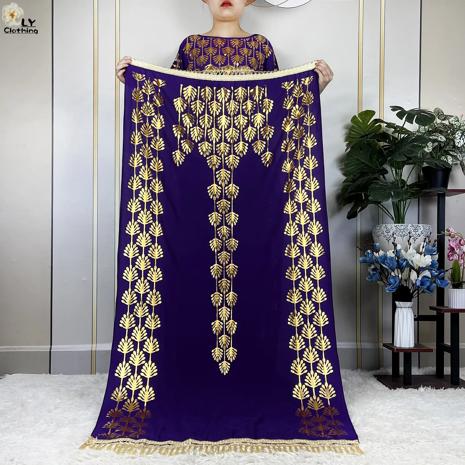 Летнее свободное хлопковое платье с коротким рукавом - Фотография_2