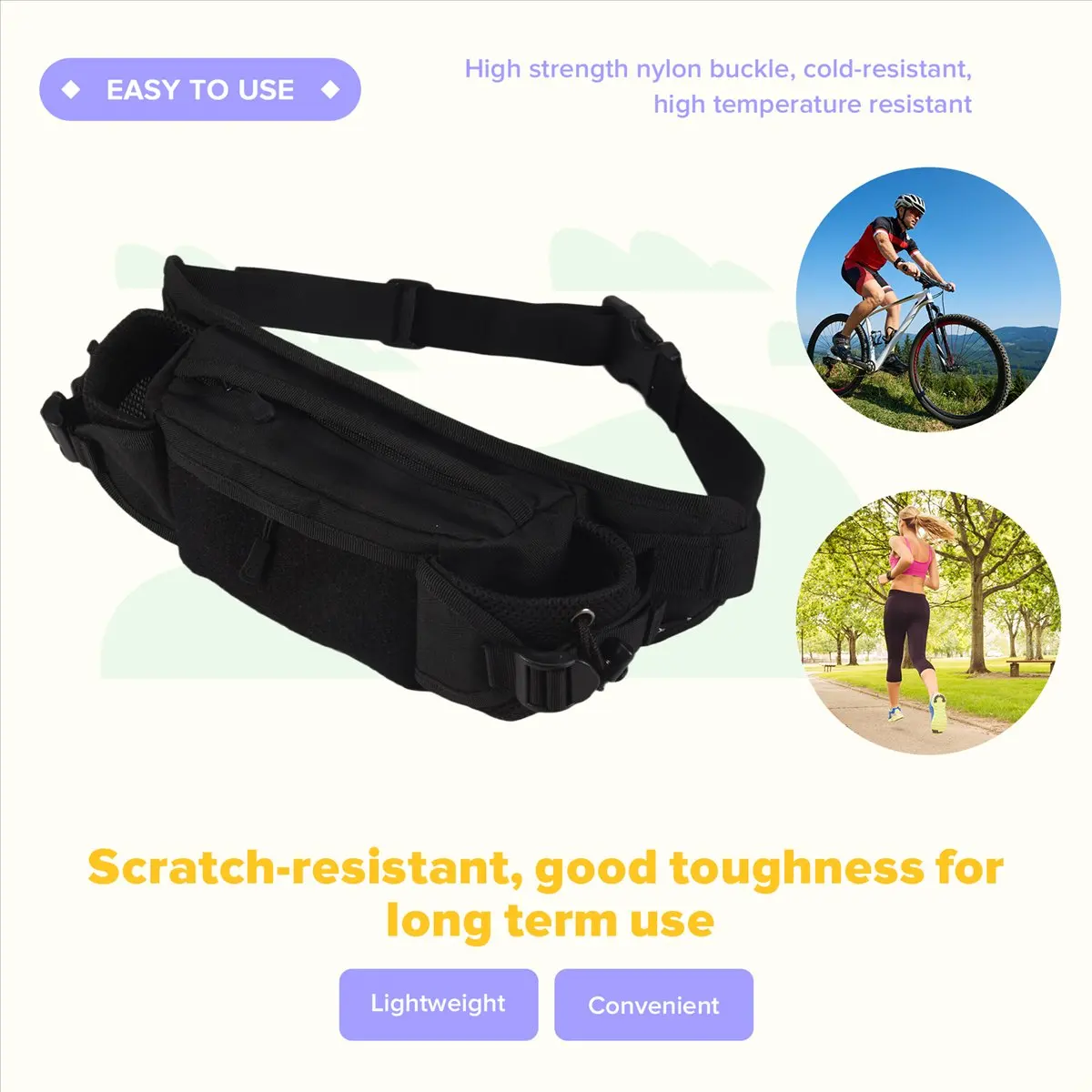 Abqr черная поясная сумка водонепроницаемая - Фотография_5