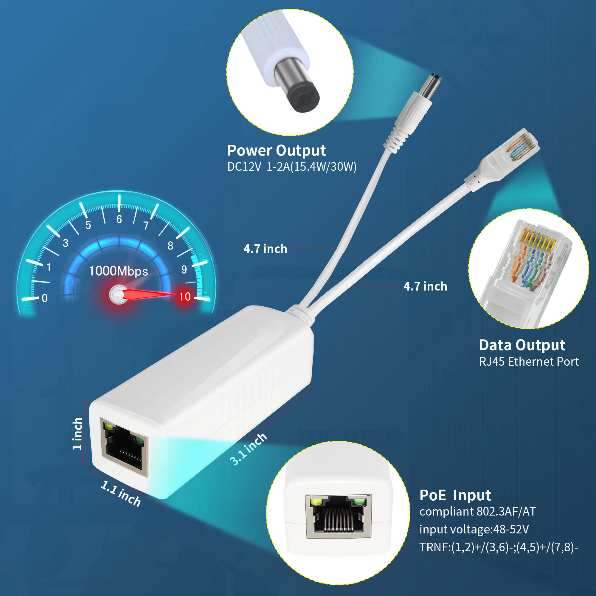 Разветвитель gigabit poe адаптер-форсунка - Фотография_3