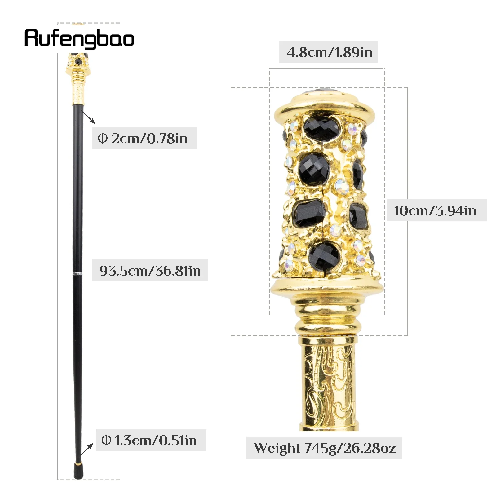 Черная трость с искусственным бриллиантом - Фотография_2