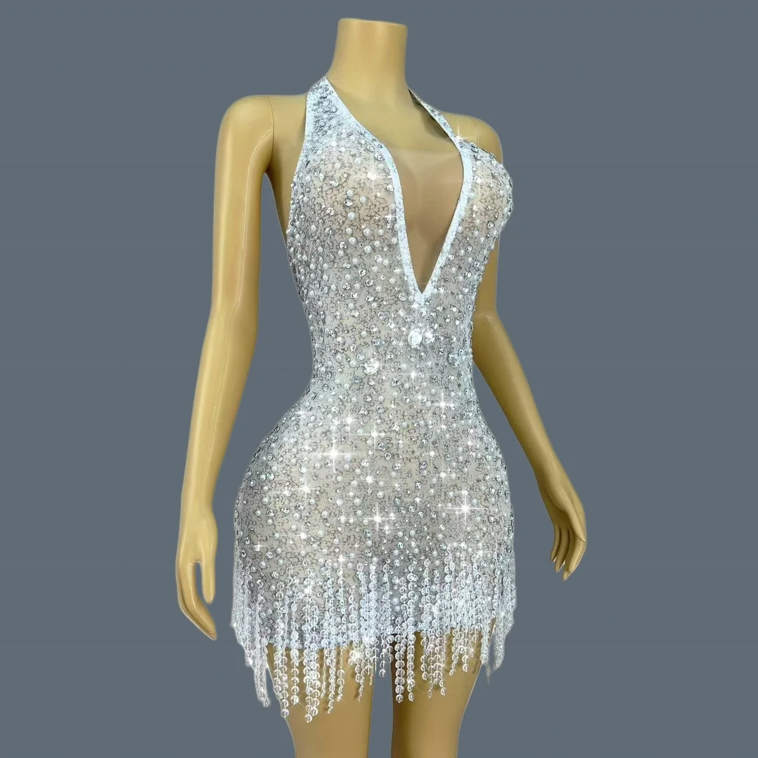 Сексуальное сетчатое платье с глубоким v-образным вырезом - Фотография_3