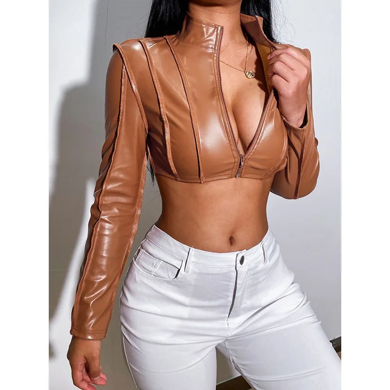 Женские короткие куртки krisnanas succint блестящего цвета