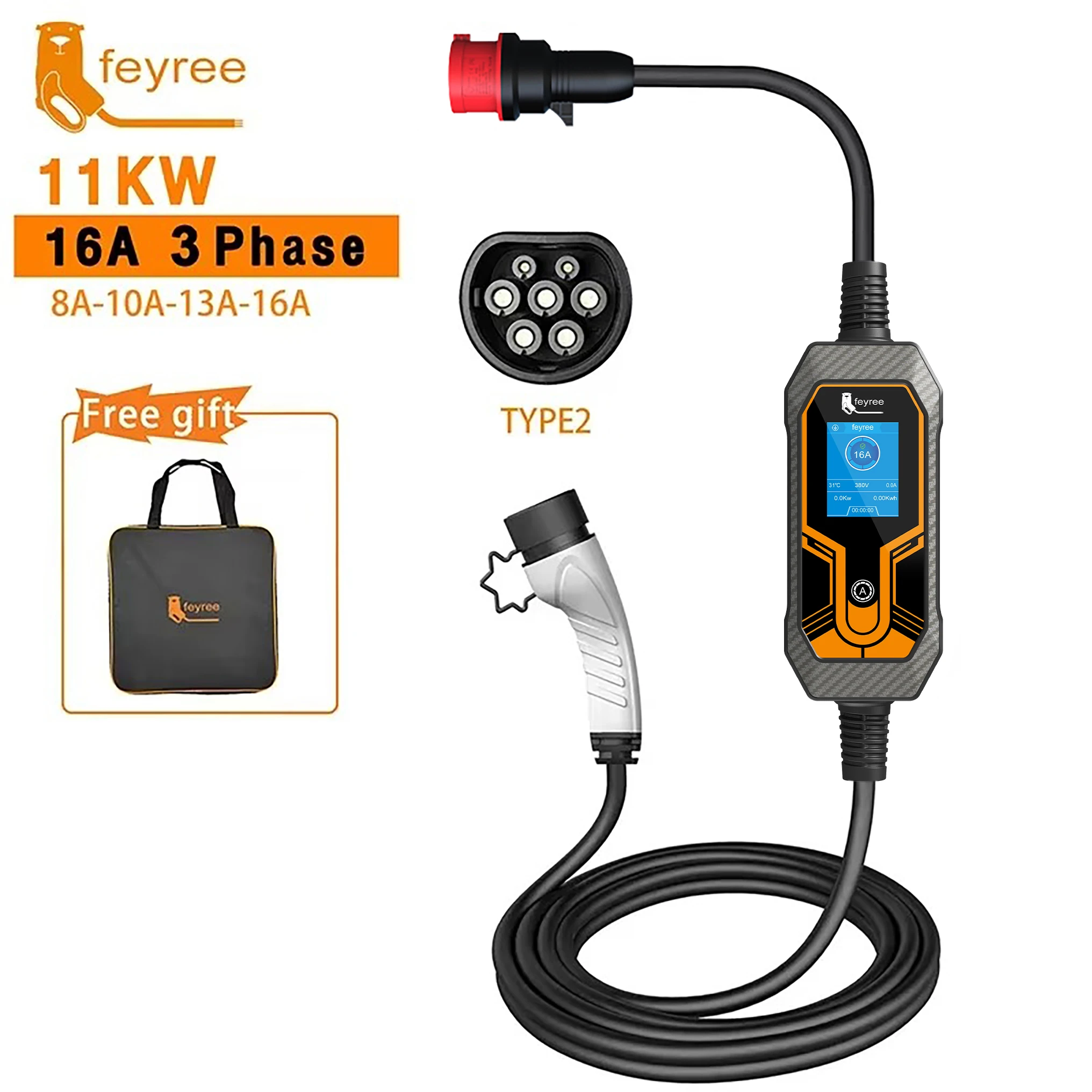 Feyree 11kw 16a портативное зарядное