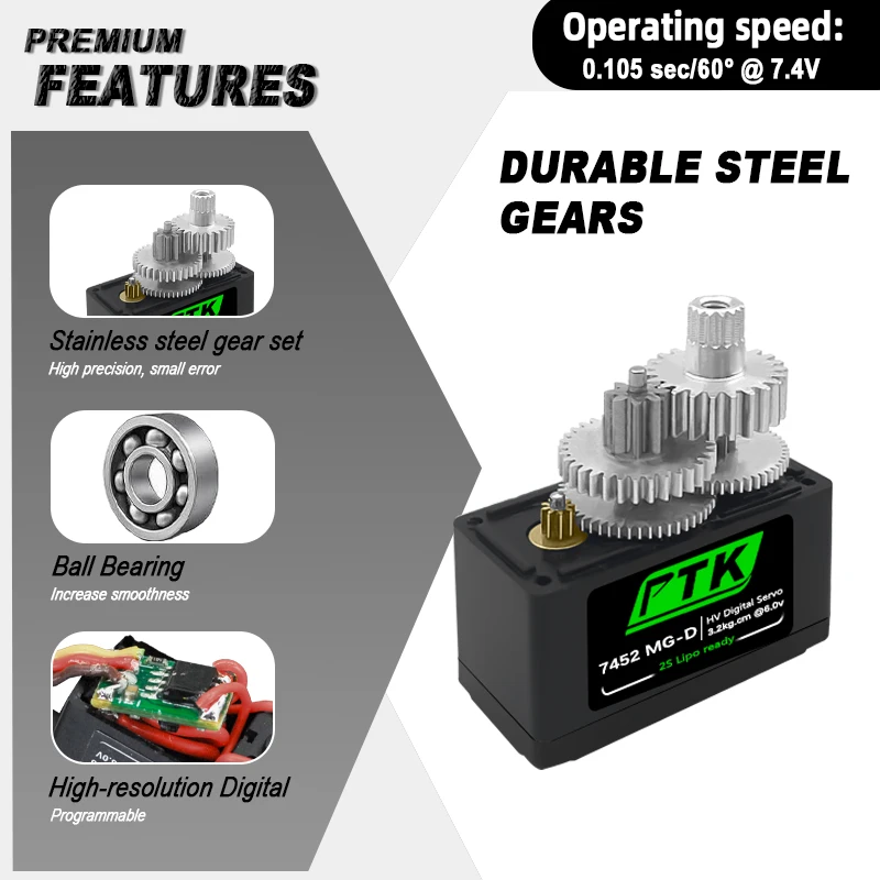 Ptk 7452 mg-d 9g цифровой сервопривод - Фотография_3