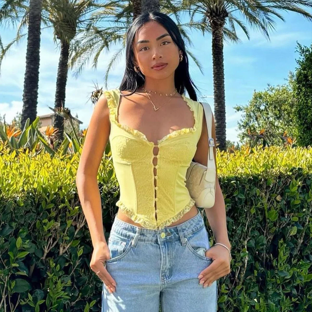 Кружевной корсет на пуговицах y2k