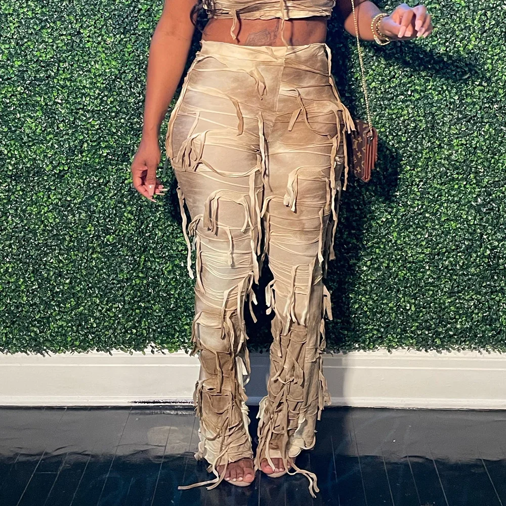 Брюки-карго с бахромой tie dye - Фотография_6