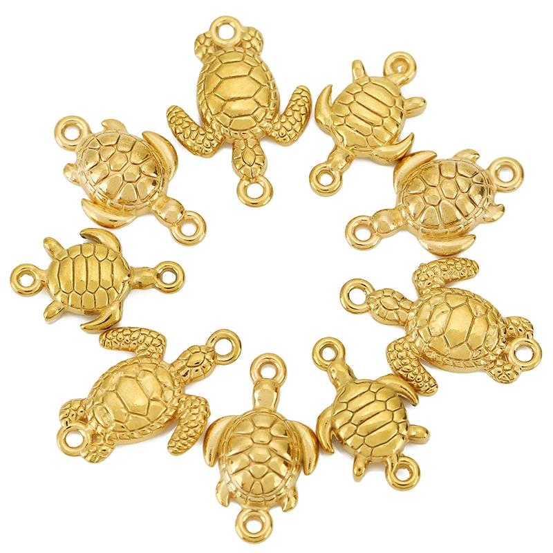 Подвески в виде черепахи из нержавеющей стали с двойным отверстием - Фотография_2