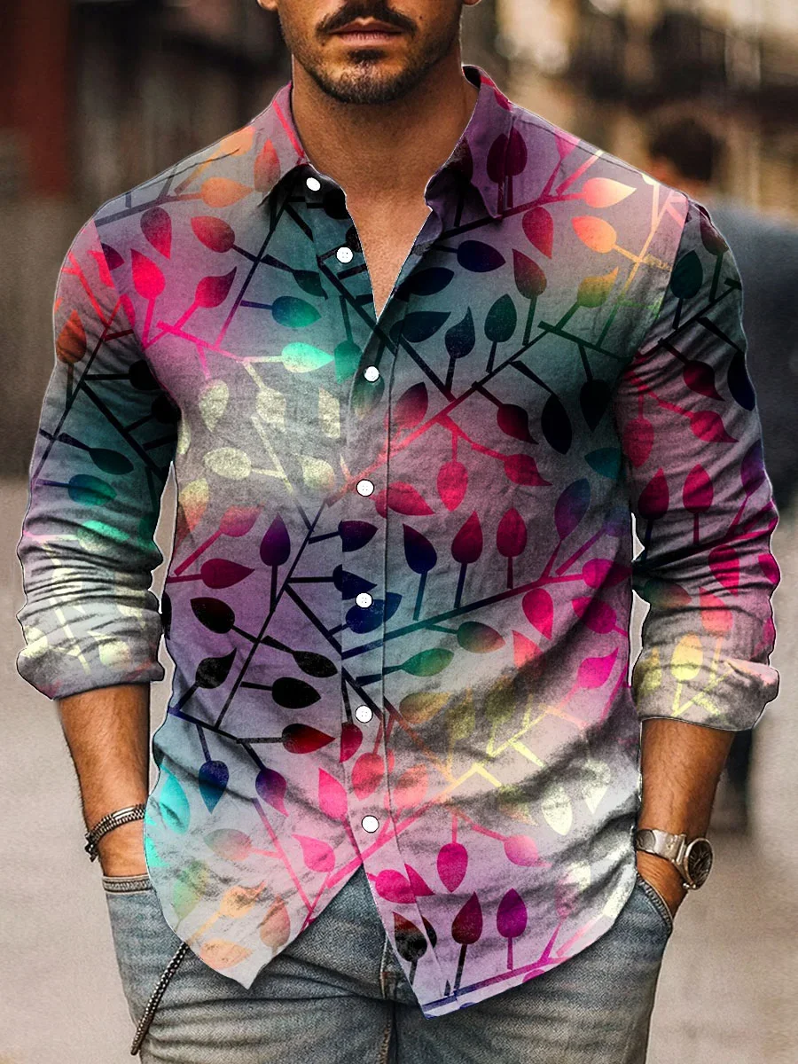 Высококачественные льняные мужские рубашки с неровным узором - Фотография_4