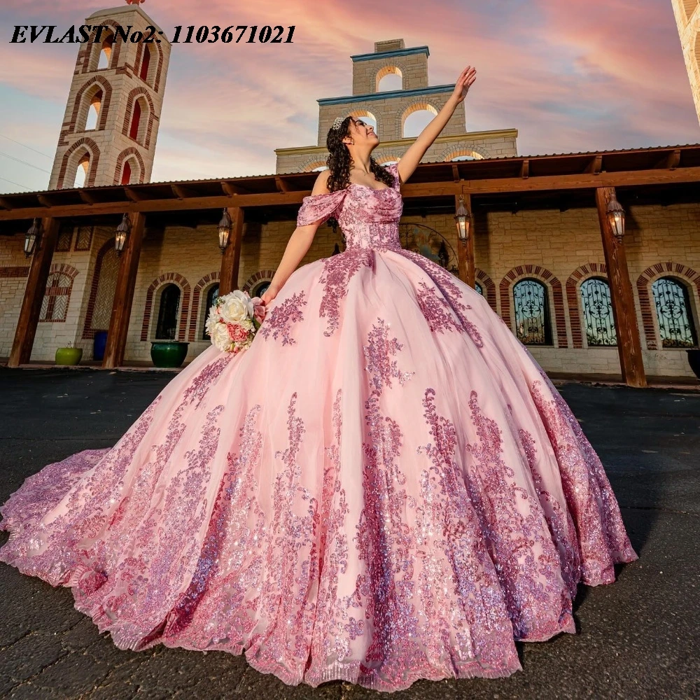 Evlast розовое платье quinceanera по индивидуальному заказу