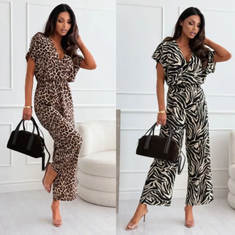 Летний модный комбинезон с леопардовым принтом для женщин - Фотография_4