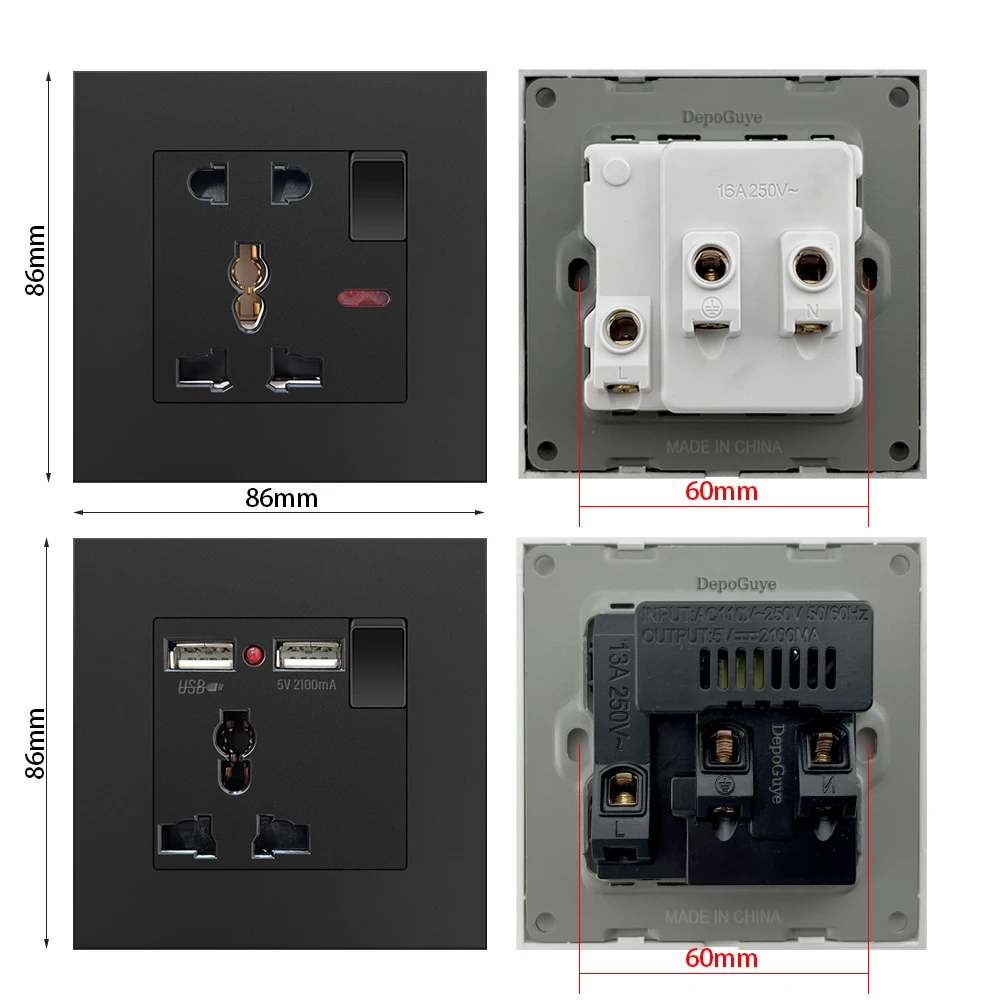 Универсальная 5-контактная розетка для быстрой зарядки - Фотография_4