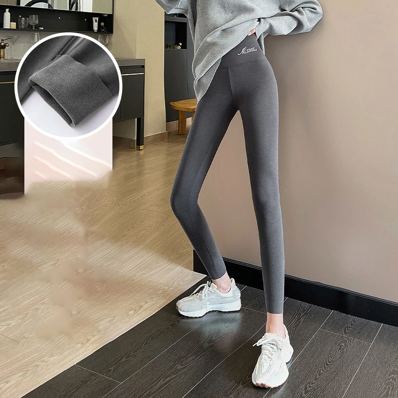 Зимние женские теплые эластичные тонкие флисовые колготки - Фотография_4