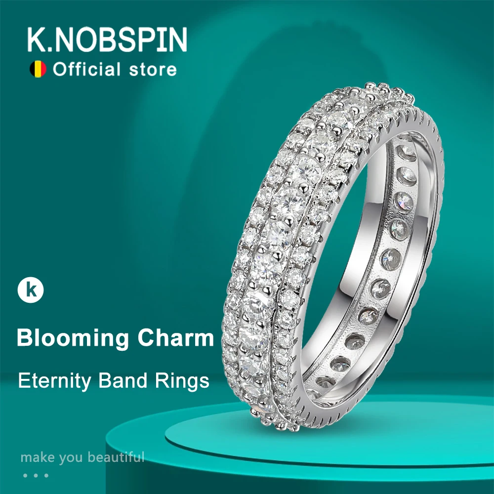 Knobspin gra сертифицированные кольца eternity с муассанитом для женщин