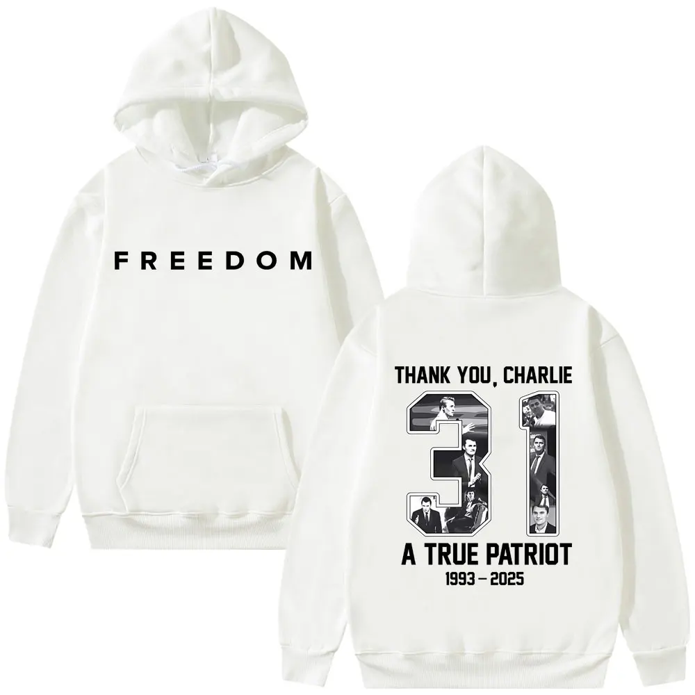 Толстовка с графическим принтом charlie kirk freedom для мужчин и женщин - Фотография_5