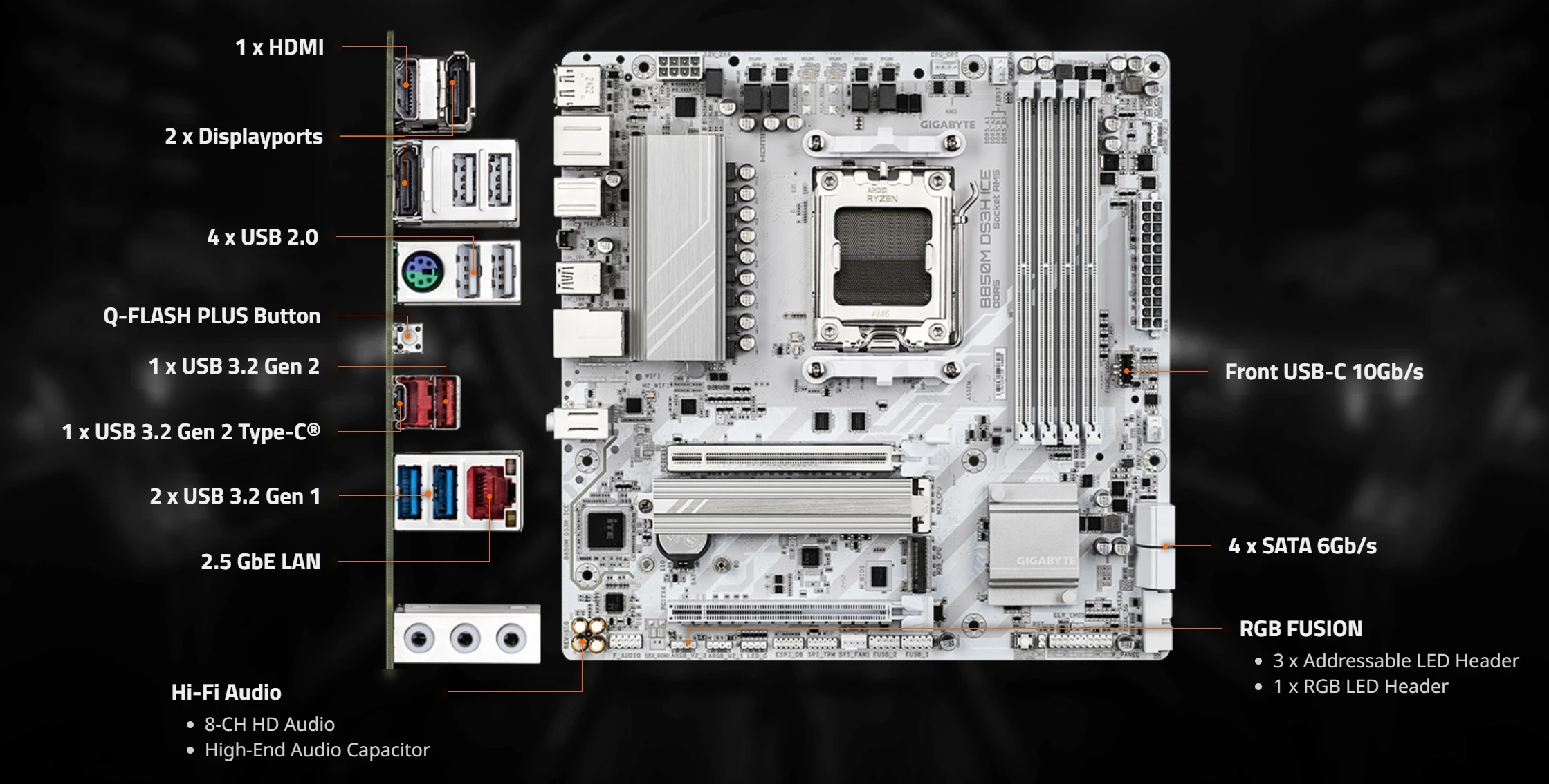 Материнская плата b850m ds3h ice micro atx b850 - Фотография_6