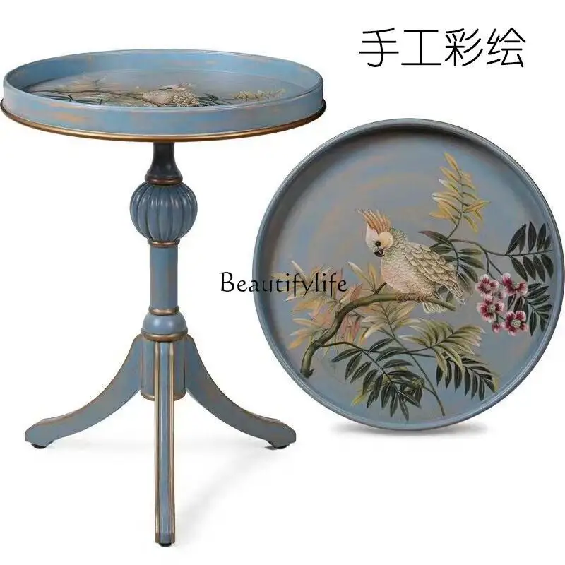 **американский сельский небольшой круглый стол с ручной росписью - Фотография_3