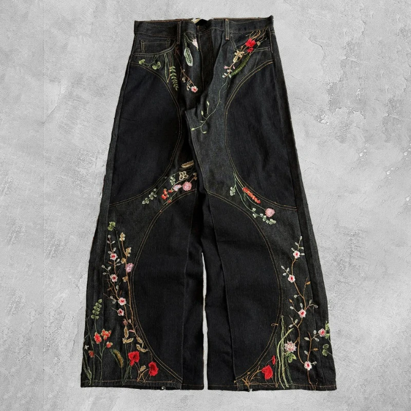 Мешковатые джинсы y2k с цветочным принтом - Фотография_3