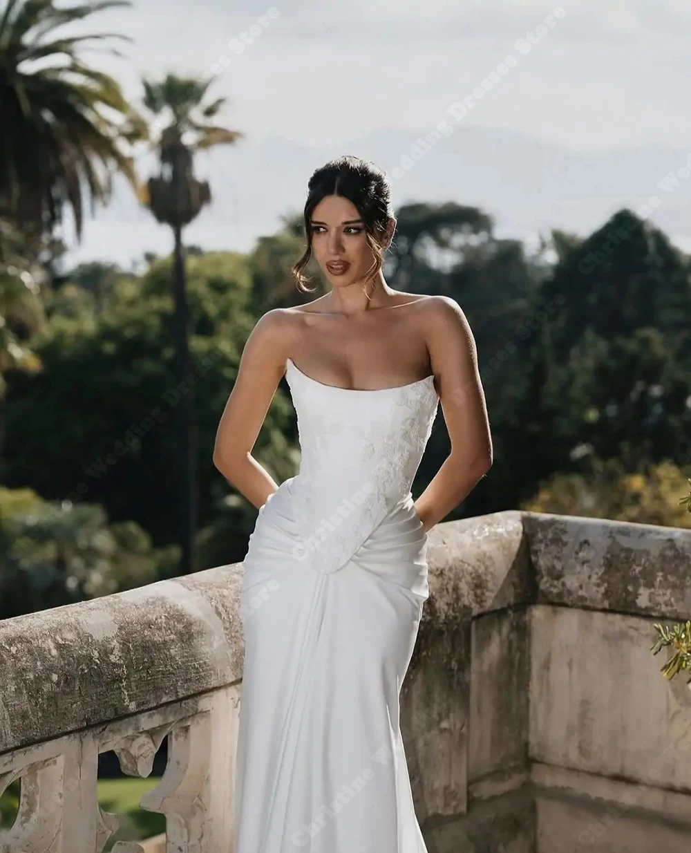 Современные плиссированные женские свадебные платья русалки - Фотография_3