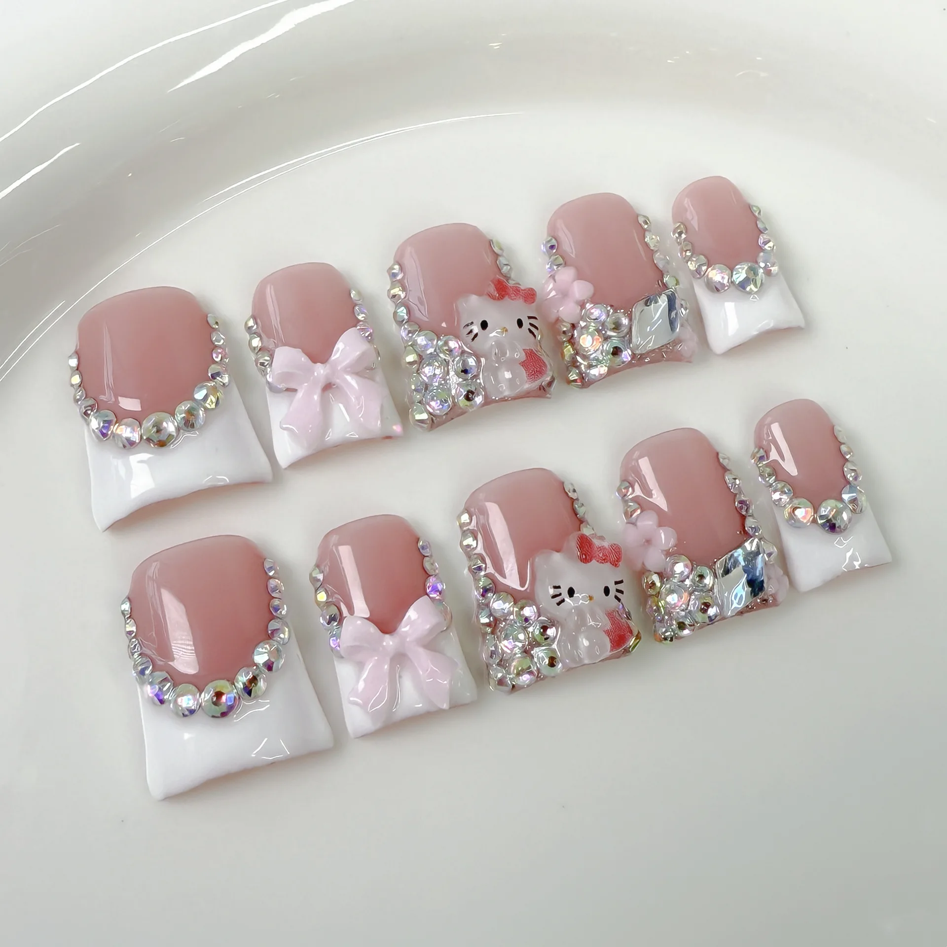 10pcs handmade white french short - Фотография_3