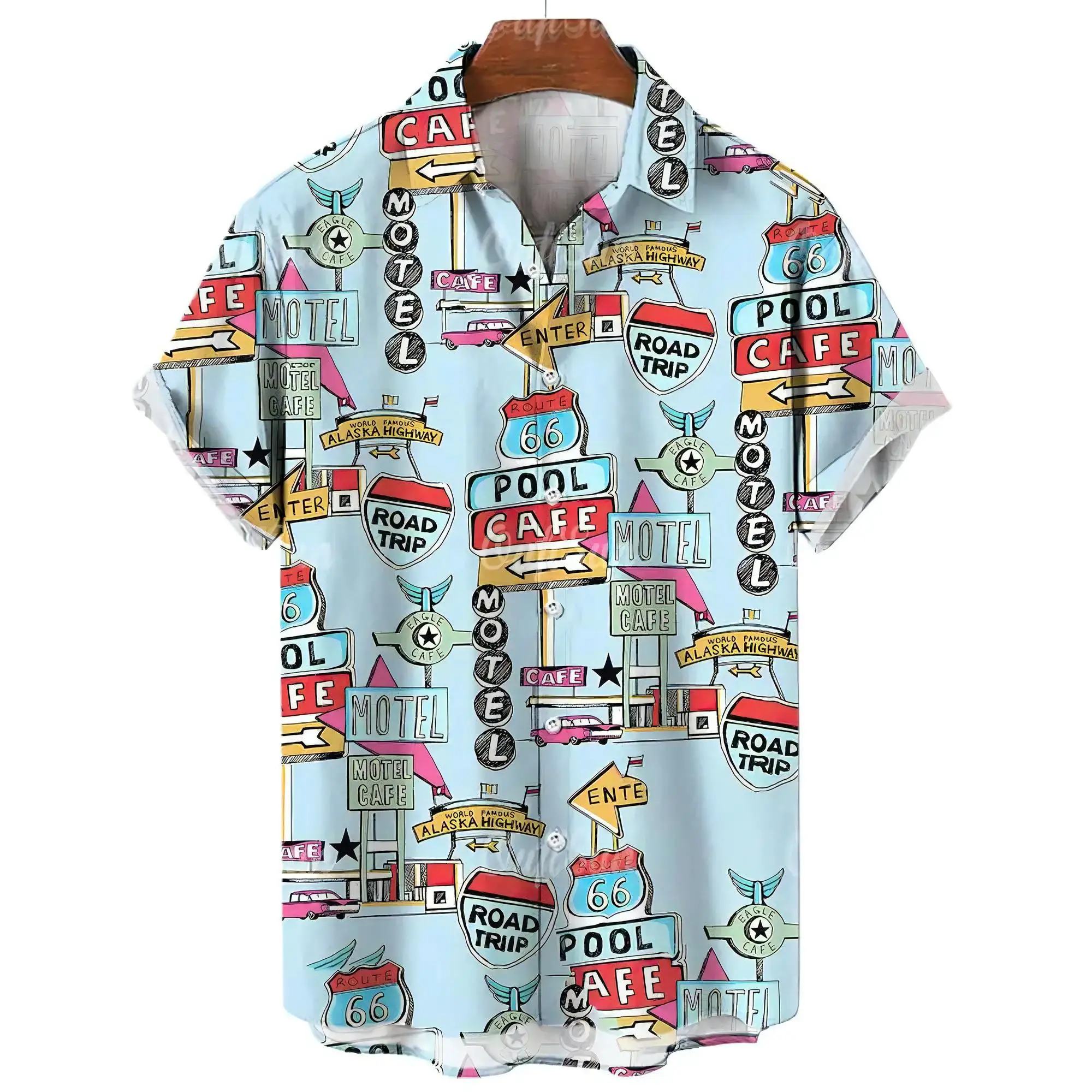 Route 66, мужские рубашки с 3d принтом - Фотография_6