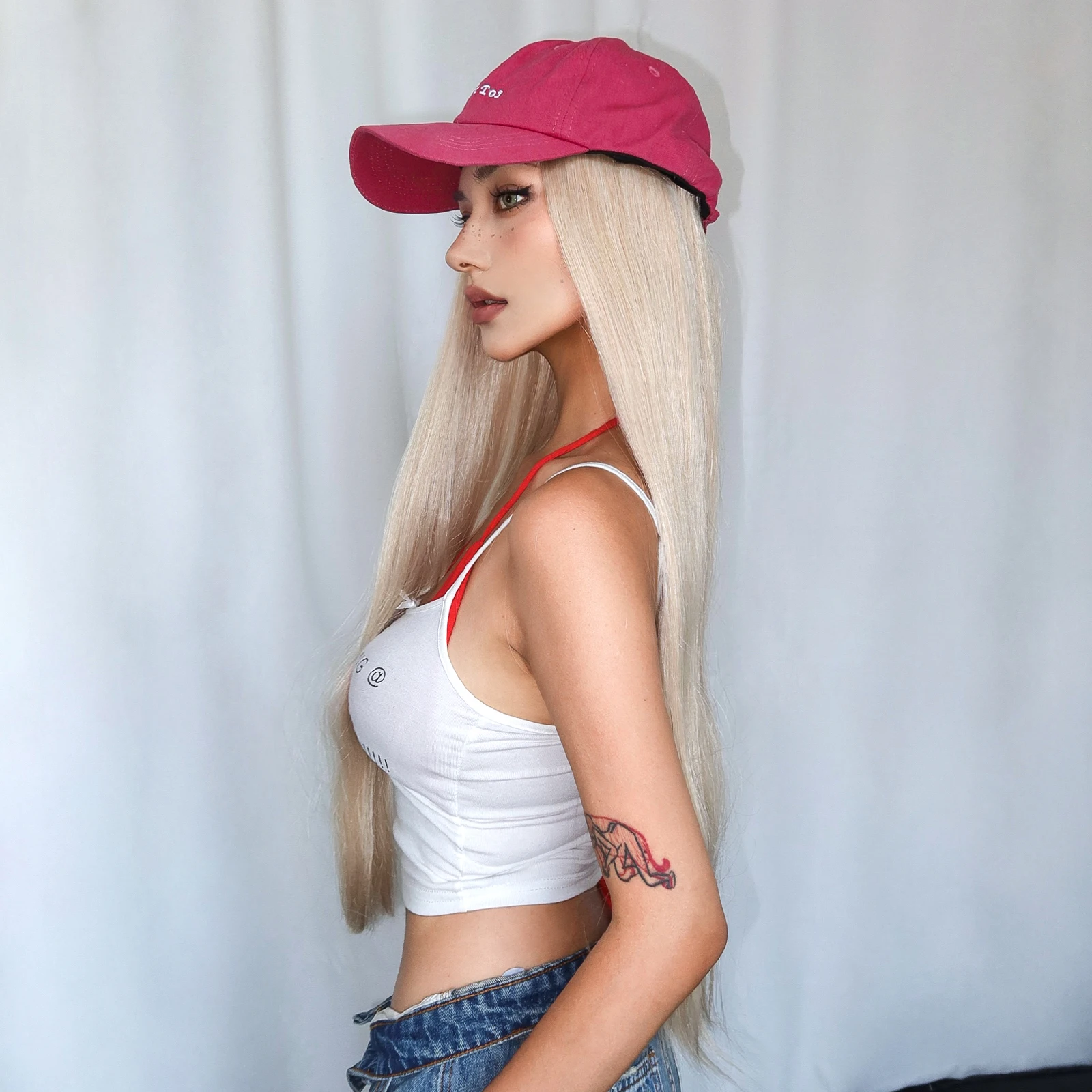 Длинные прямые светлые синтетические шляпы - Фотография_6