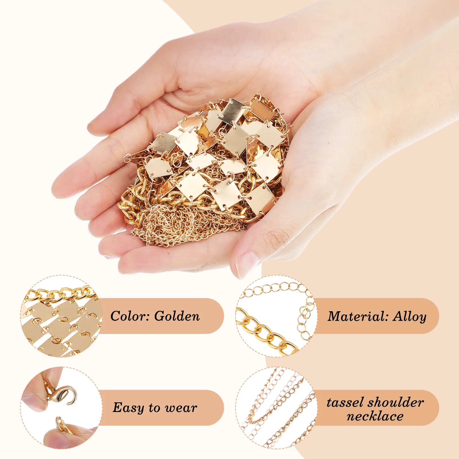 Элегантное золотое ожерелье с кисточками на плечо - Фотография_6