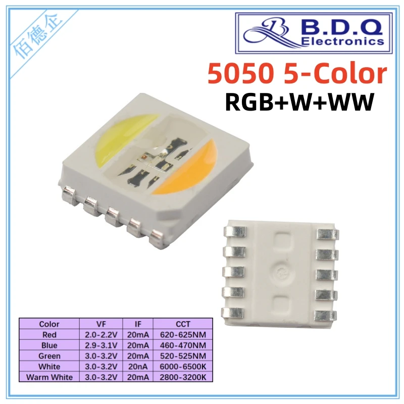 5050 rgb smd led 4/5 цвет красный