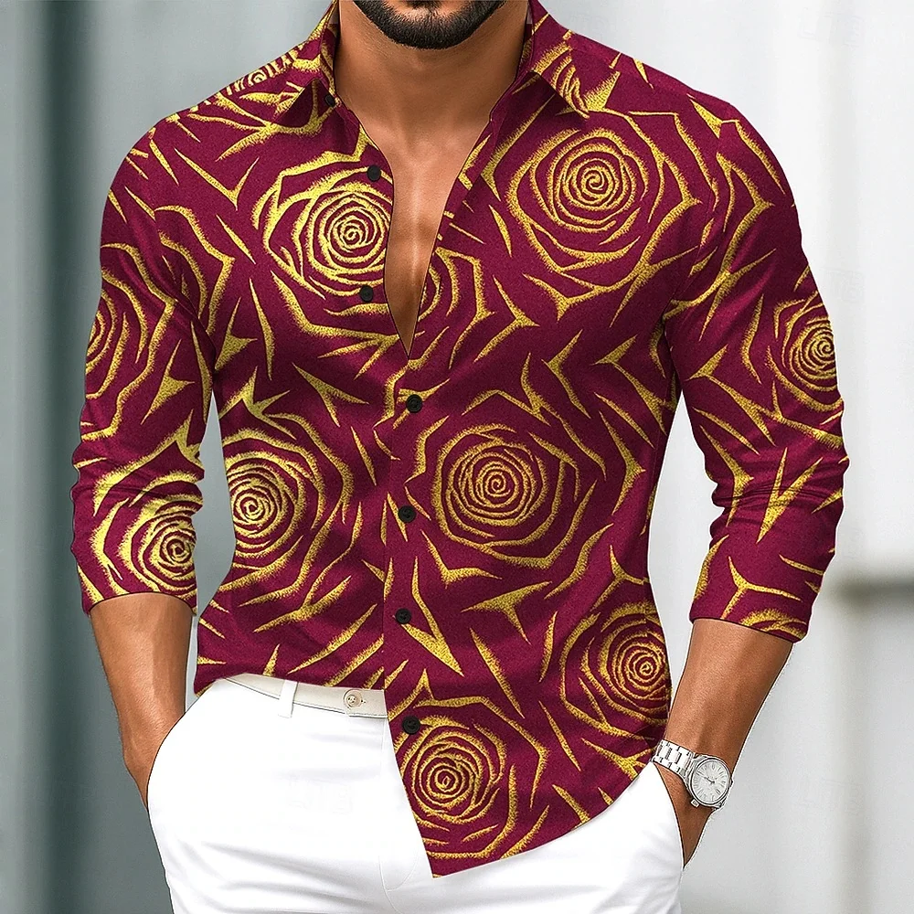 Мужская рубашка с геометрическим принтом 2025 года - Фотография_4